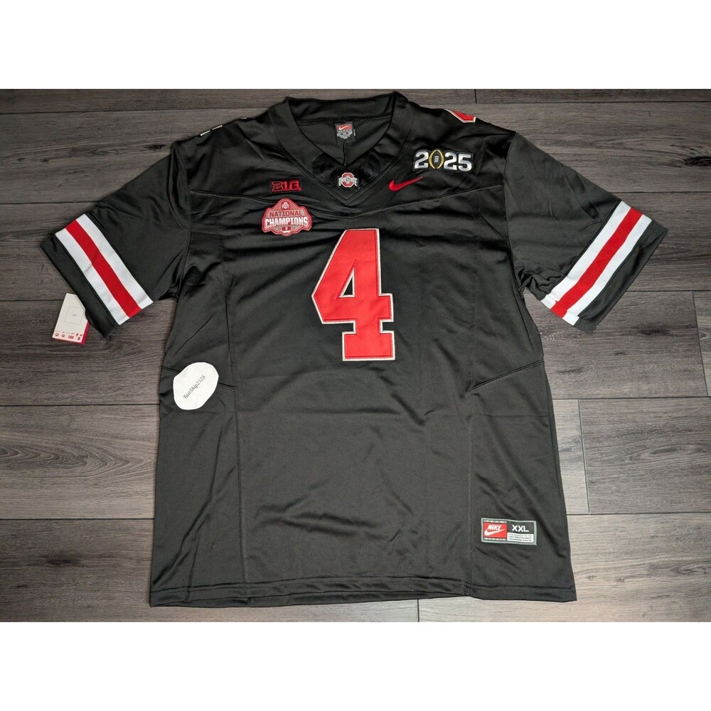 Jeremiah Smith #4 Ohio Buckeyes 🏈 2025 BLACKOUT Natty Champs Jersey XXL - Picture 1 of 4